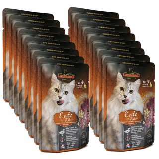 Leonardo Nassfutter für Katzen im Frischebeutel, Ente + Käse, 16 x 85 g