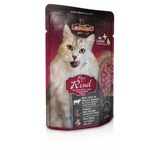 Leonardo Nassfutter für Katzen im Frischebeutel, Rind pur, 16  x 85 g
