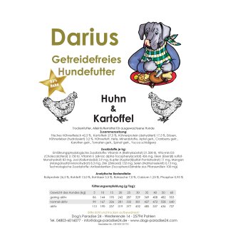 Darius Huhn & Kartoffel Getreidefrei 3 x 10 kg Sie sparen 10 %